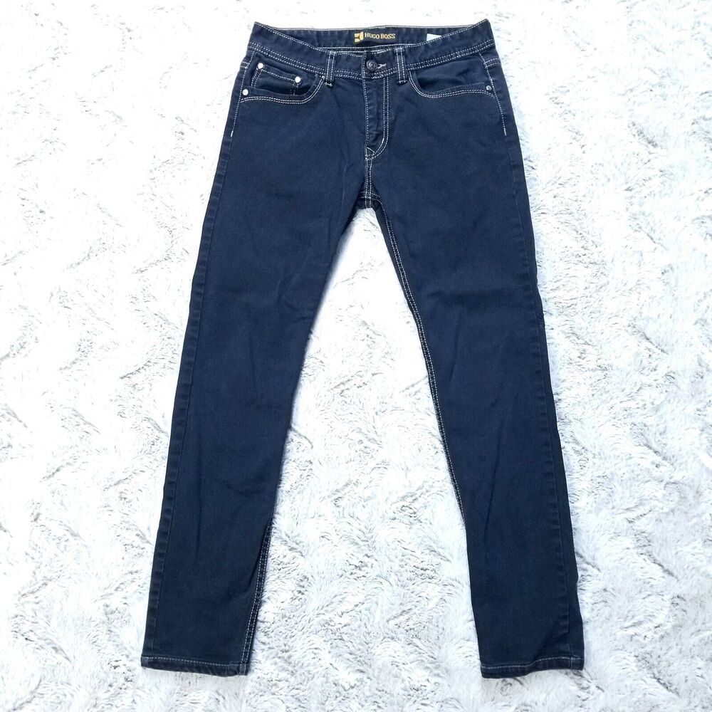 Hugo Boss Jeans Mens 29x29‎ Black Slim Straight Dark Wash American Denim